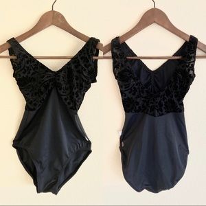 Class In Black Velvet Burnout Leotard